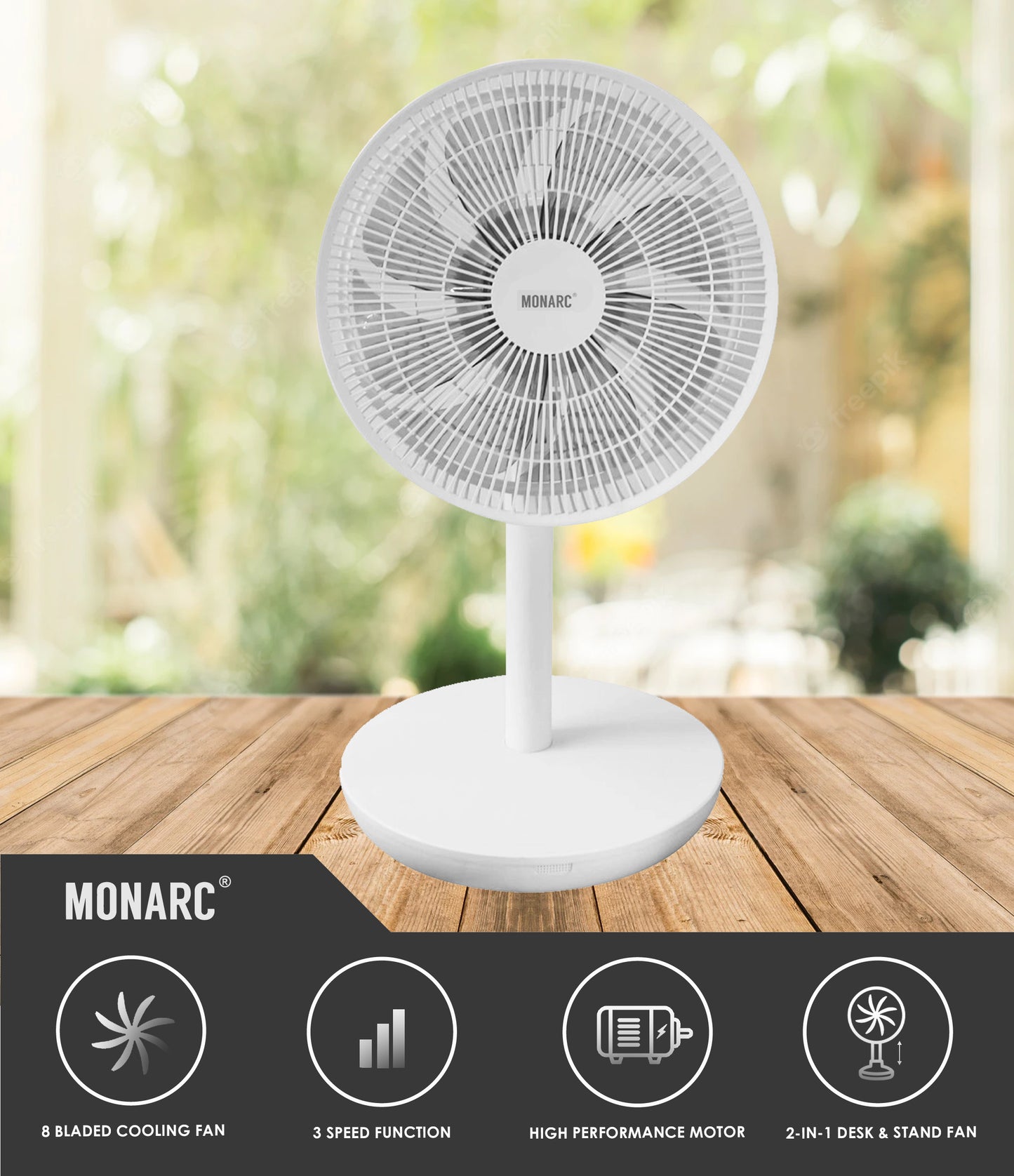 Cool Air 2-in-1 Aesthetic 12 Inch Desk and Stand Fan